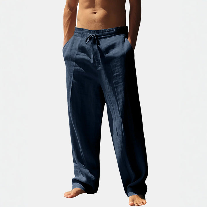 Casual linen pants for men with elastic waistband and side pockets Lune London