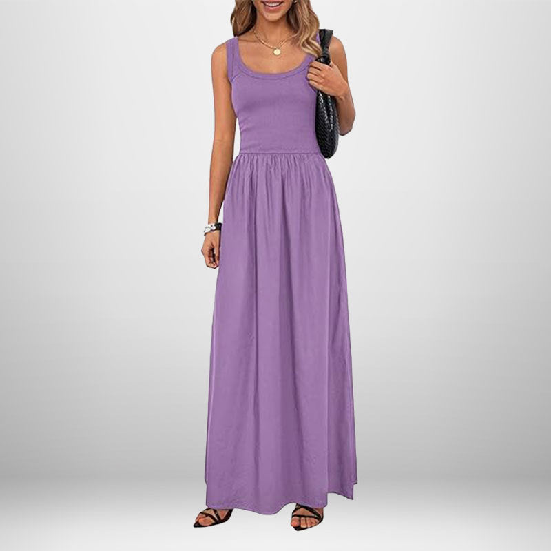 Robe maxi pour femmes en tissu coton doux et taille élastique coupe Chic & Stil