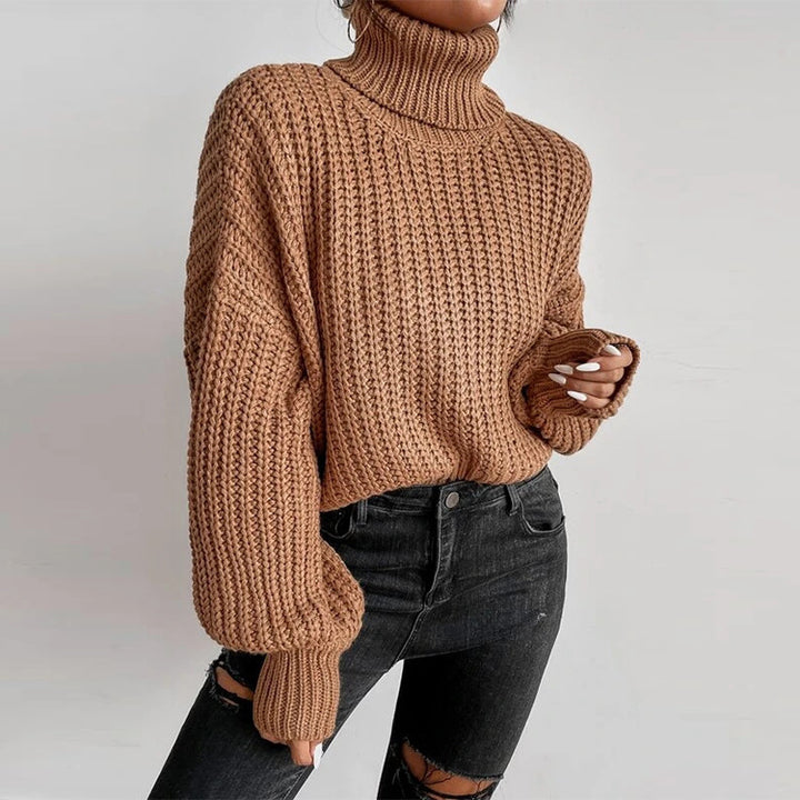Thick wool sweater for women with high collar and flared sleeves Lune London