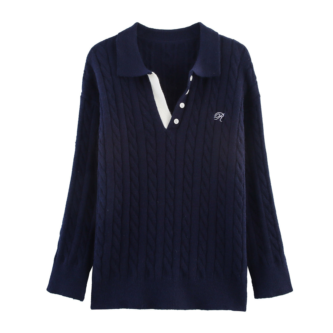 Knitted pajama set for women with classic pattern and elegant collar Lune London
