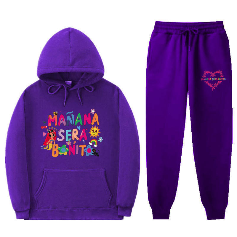 Women's Sweatshirt and Jogging Pants Set with Colorful Print Lune London