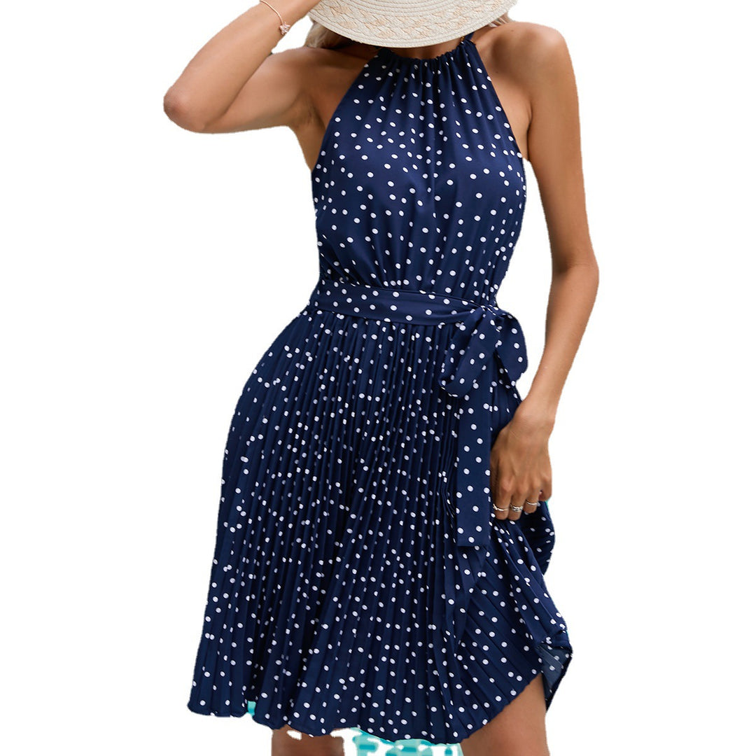 Lune London Pleated A-Line Dress with Open Back for Ladies