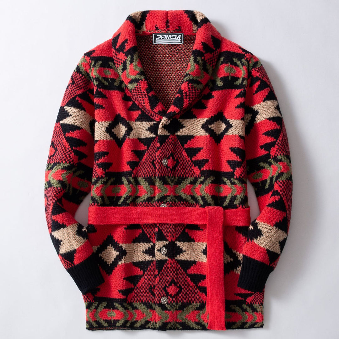 Women's knitted jacket with a patterned design and a wide shawl collar Lune London