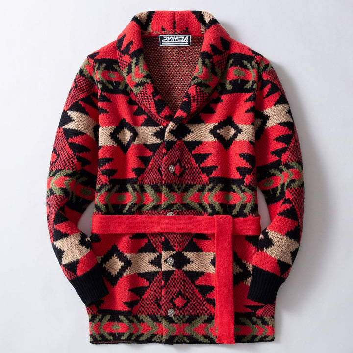 Women's knitted jacket with a patterned design and a wide shawl collar Lune London