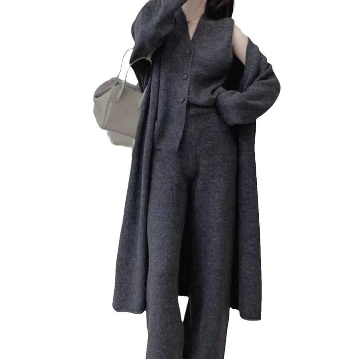 Ensemble en tricot élégant pour femmes avec cardigan long et pantalon large Chic & Stil