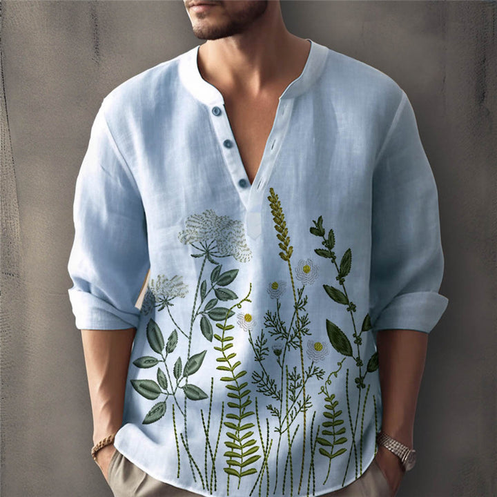 Elegant shirt for men embroidered with flowers Lune London