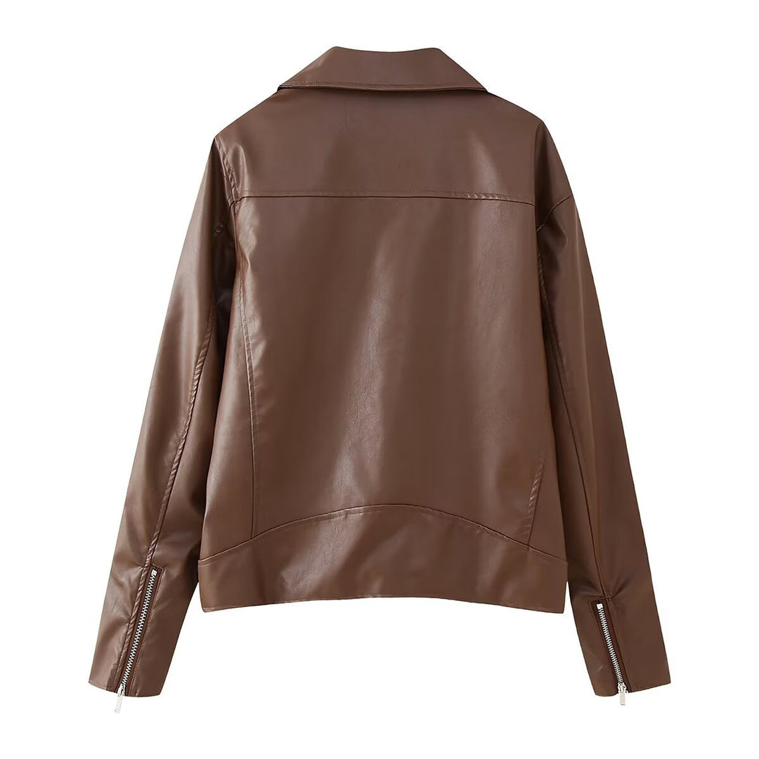 Ladies Lune London Faux Leather Biker Jacket