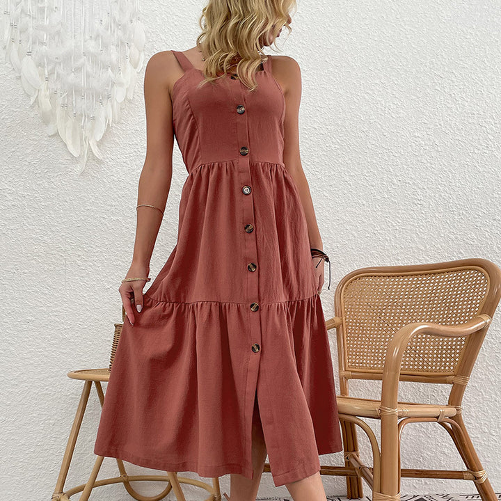 Sparkly midi dress for women with button placket