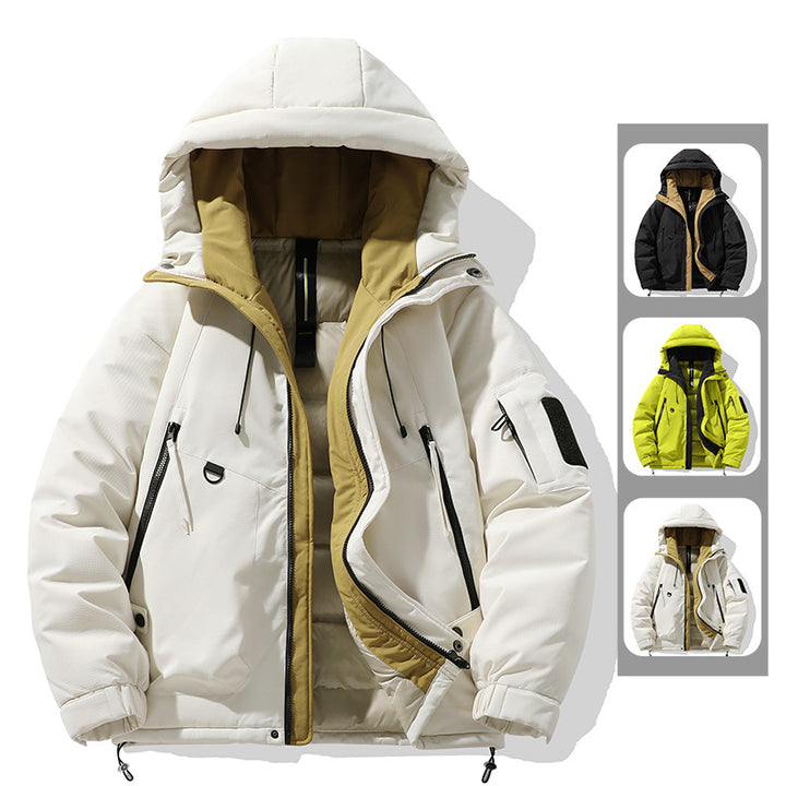 Insulated outdoor jacket for men with adjustable hood and multiple pockets Lune London