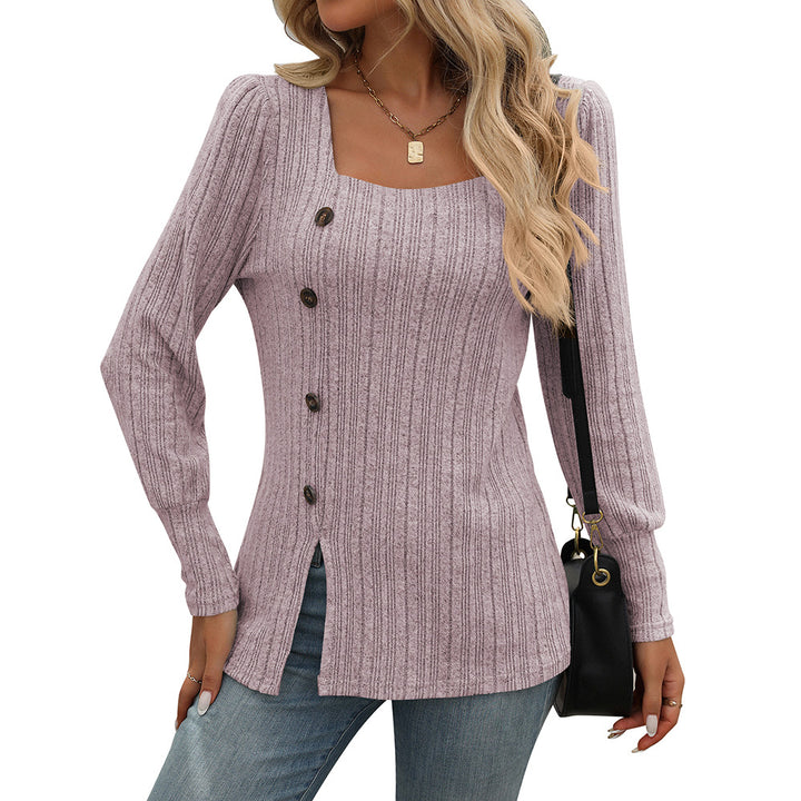 Top en tricot pour femmes avec encolure carrée et détails de boutons Chic & Stil