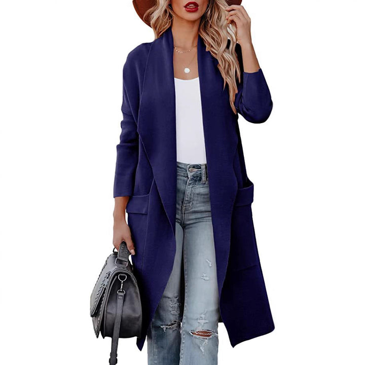 Longline cardigan for women with practical pockets and a fluid cut Lune London