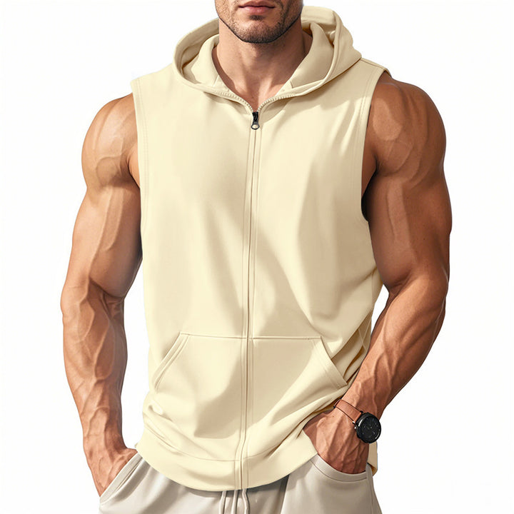 Hooded vest for men with practical pockets and full zip Lune London