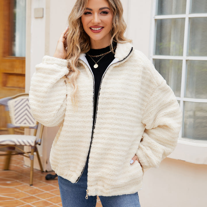 Women's fleece jacket in cotton with zipper Lune London
