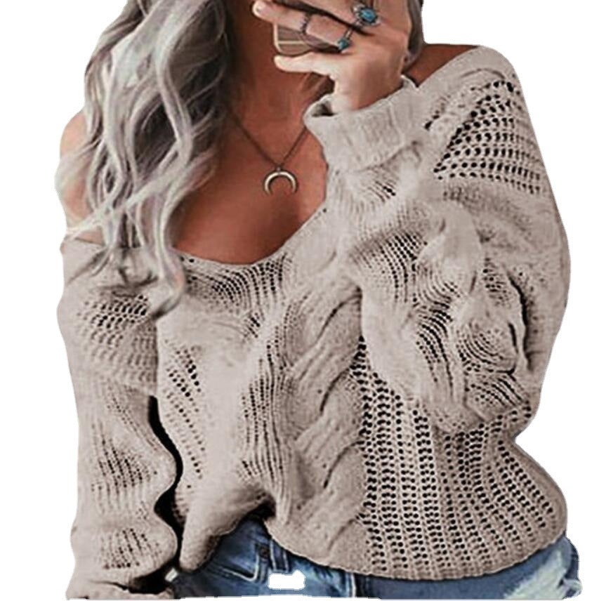 Oversized knit sweater for women with a deep V-neck Lune London
