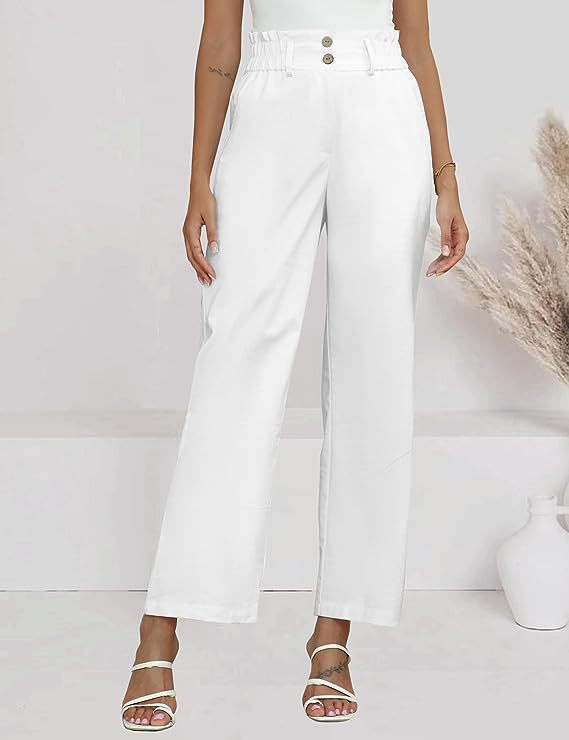 Wide Palazzo Trousers for Women with Elastic Waist and Practical Button Details Lune London