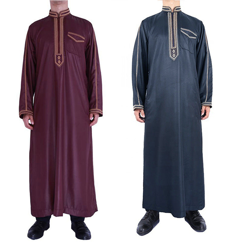 Men's long traditional dress with decorative embroidery and elegant button placket Lune London
