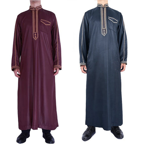Men's long traditional dress with decorative embroidery and elegant button placket Lune London