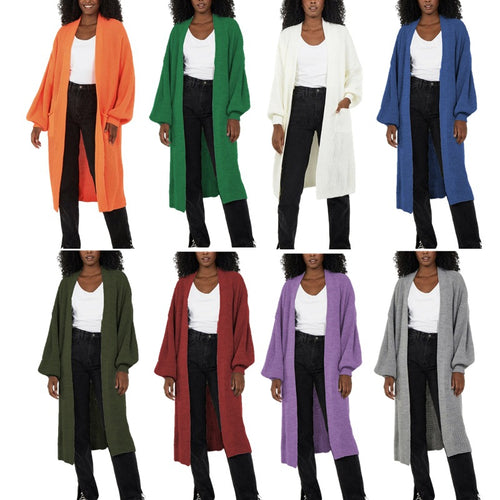 Knitted coat for women with voluminous sleeves and an open cut Lune London