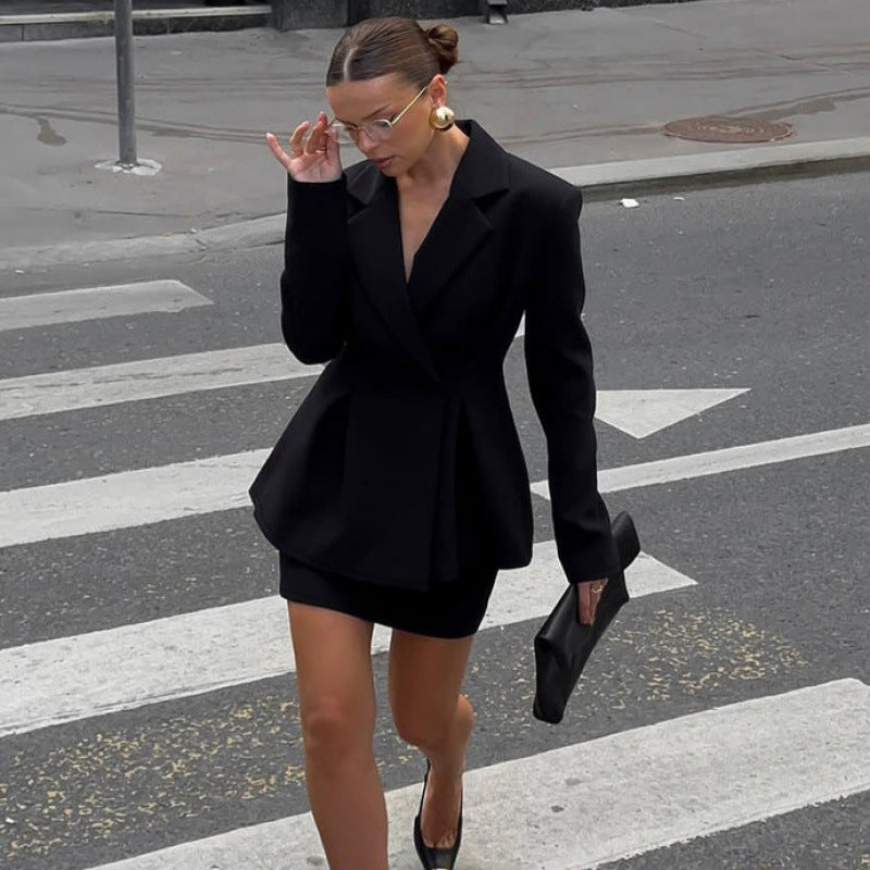 Ladies Elegant Tailored Blazer with Chic Peplum Cut and Style