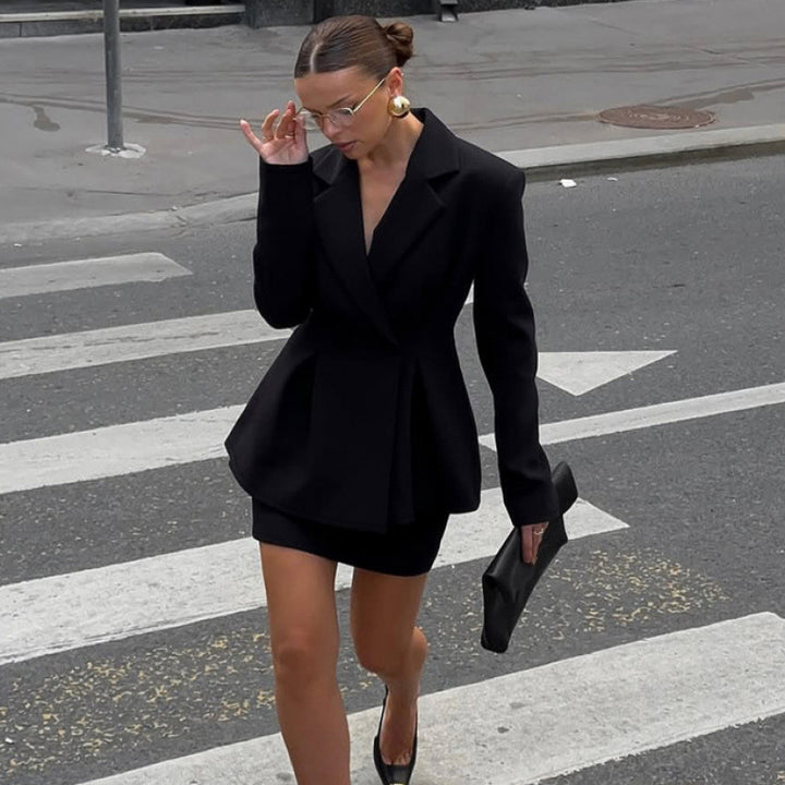 Ladies Elegant Tailored Blazer with Chic Peplum Cut and Style
