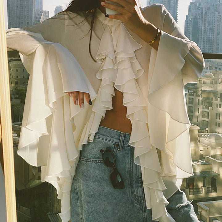 Ruffled blouse for women with flared sleeves Lune London