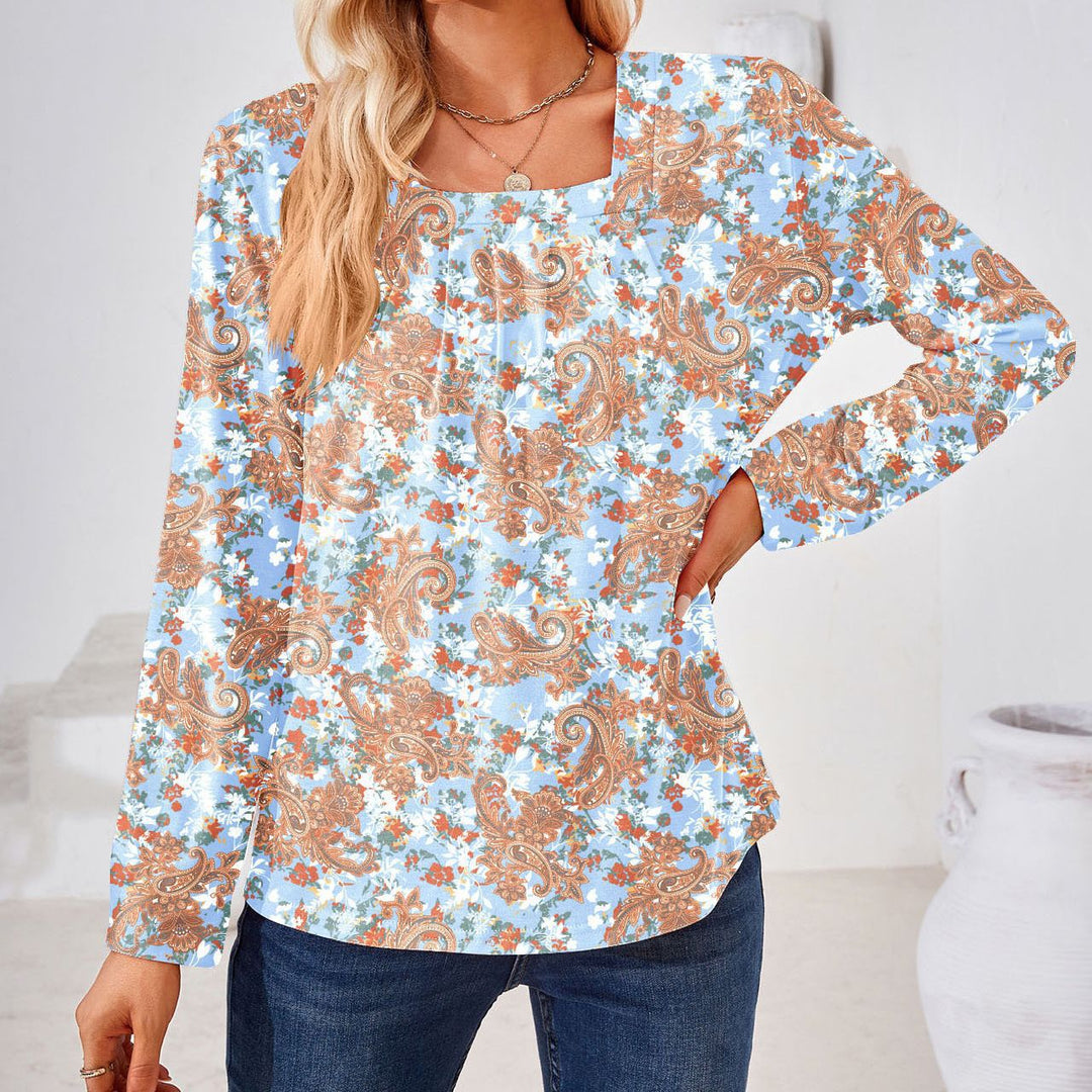 Blouse for women with floral jacquard pattern and loose fit Lune London