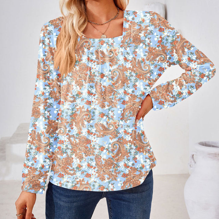 Blouse for women with floral jacquard pattern and loose fit Lune London