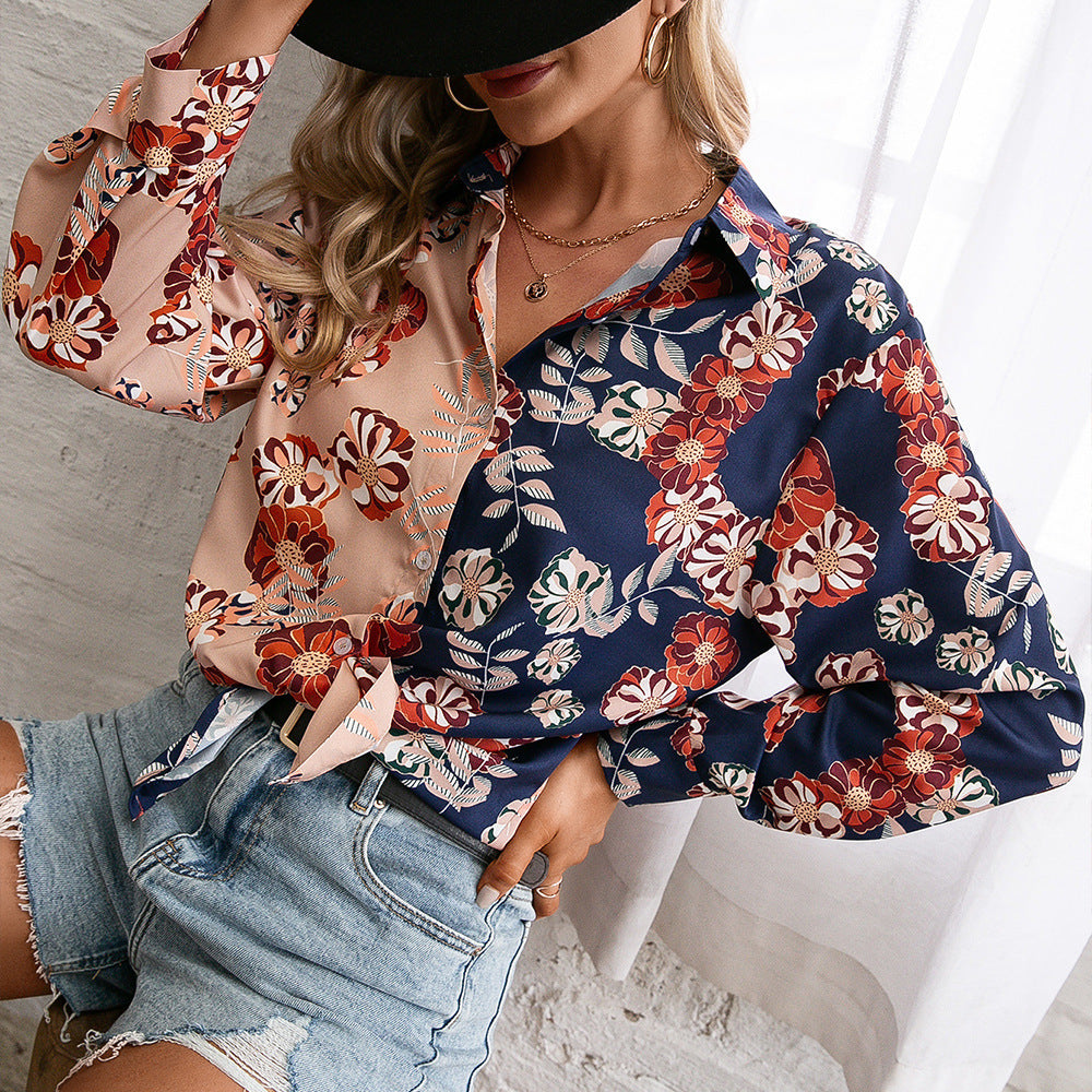 Women's blouse with floral print and fashionable bow Lune London