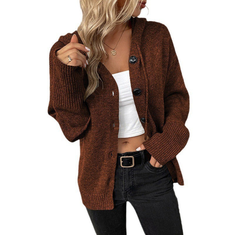 Women Fashion Cardigan with Hood and Practical Button Details Lune London