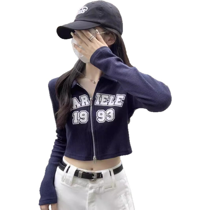 Women's fashionable and sporty cropped shirt with zipper Chic & Stil