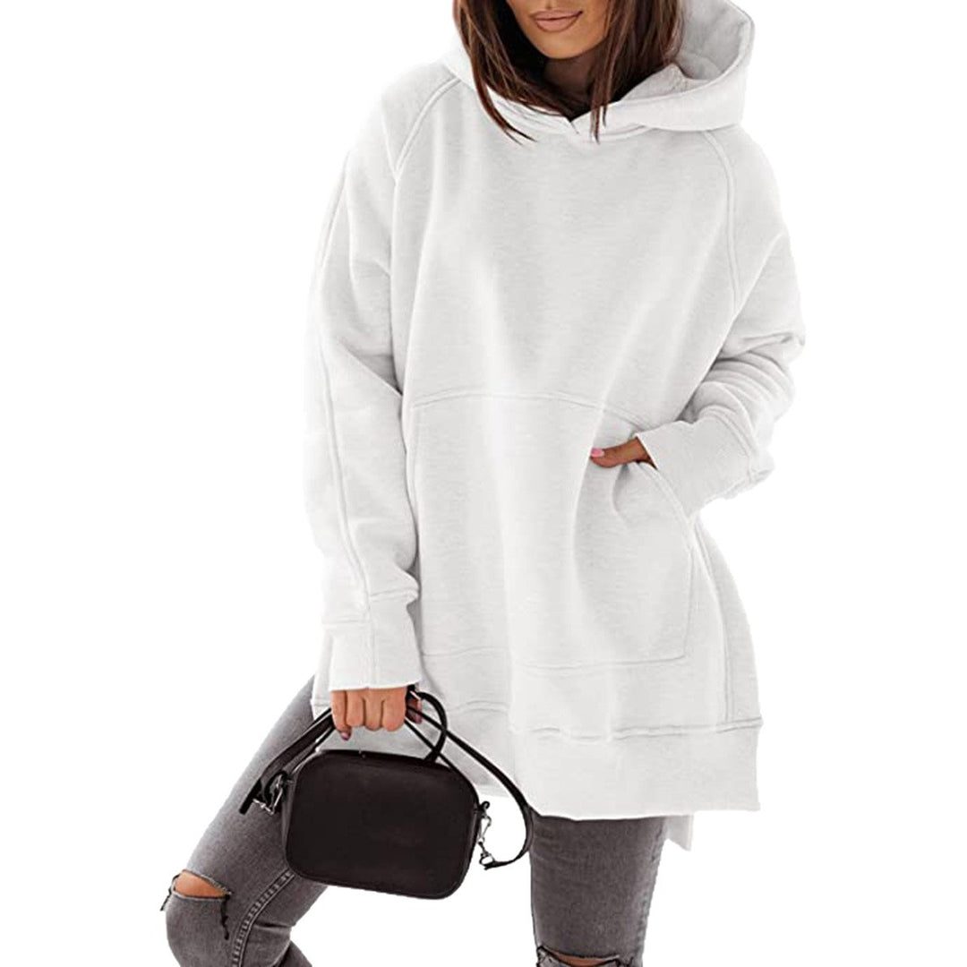 Oversized casual hoodie for women with side slits and kangaroo pocket Lune London