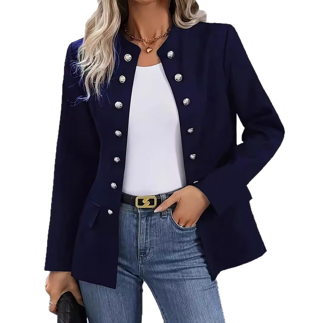 Women's elegant short sleeve blazer with decorative buttons Lune London