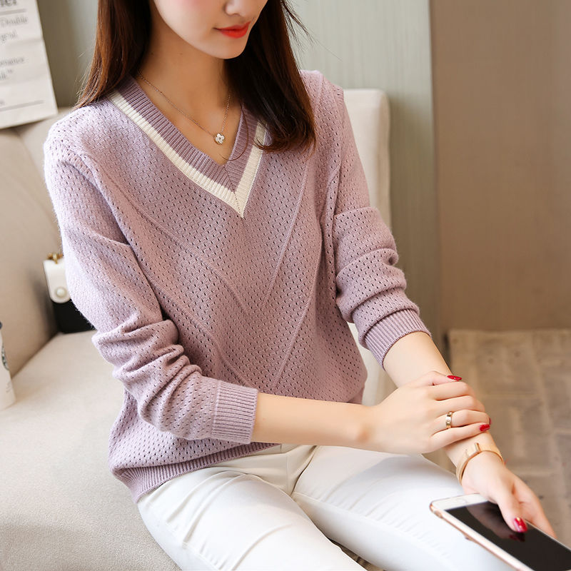 Femme pull décontracté à col en V avec motif texturé Chic & Stil