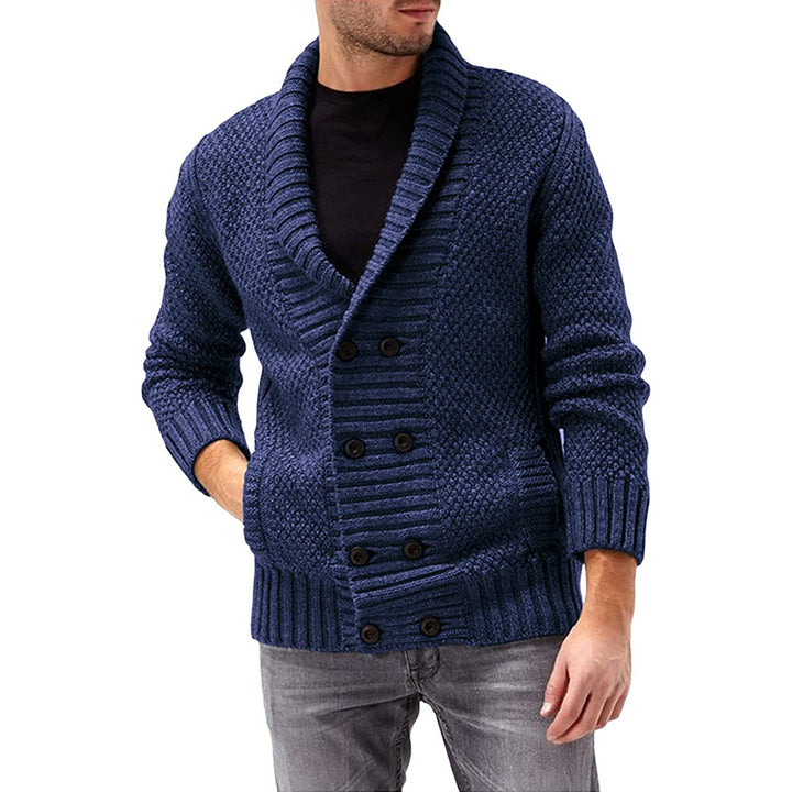 Men's knit jacket with double-breasted buttons and textured design Lune London