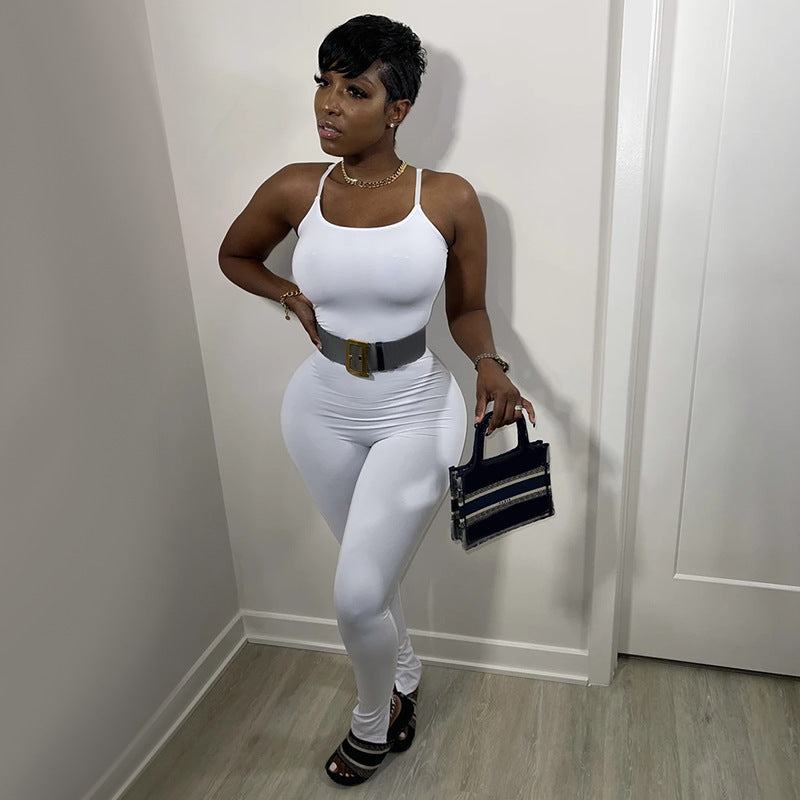 Fitted jumpsuit for women with spaghetti straps and a tailored fit Lune London