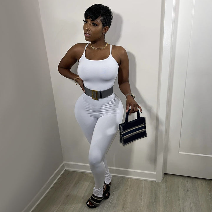 Fitted jumpsuit for women with spaghetti straps and a tailored fit Lune London