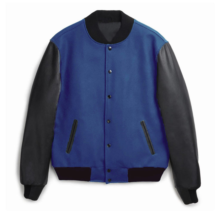 Trendy baseball jacket for women with leather sleeves and practical side pockets Lune London