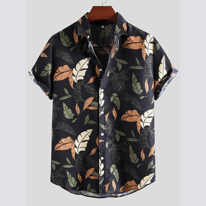 Men's Short-Sleeve Shirt with Floral Pattern and High-Quality Cotton Lune London