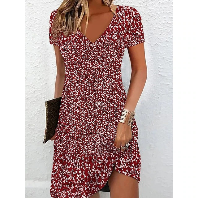Maxi dress for women with an elegant V-neck and a trendy Lune London pattern