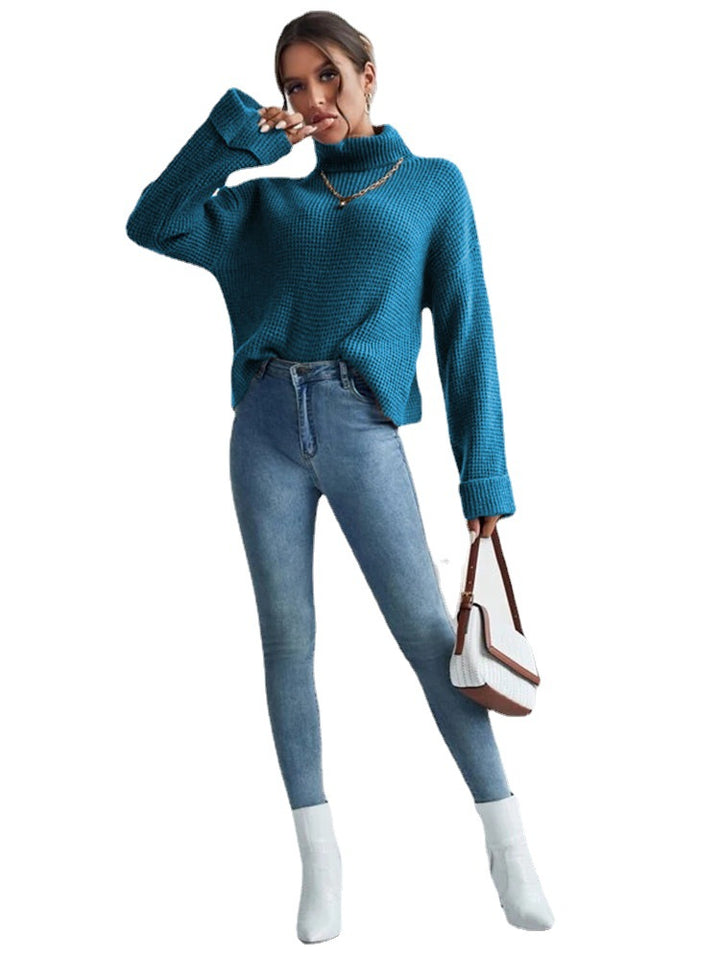 Ladies High Quality Knit Sweater with High Neck and Structured Design Lune London