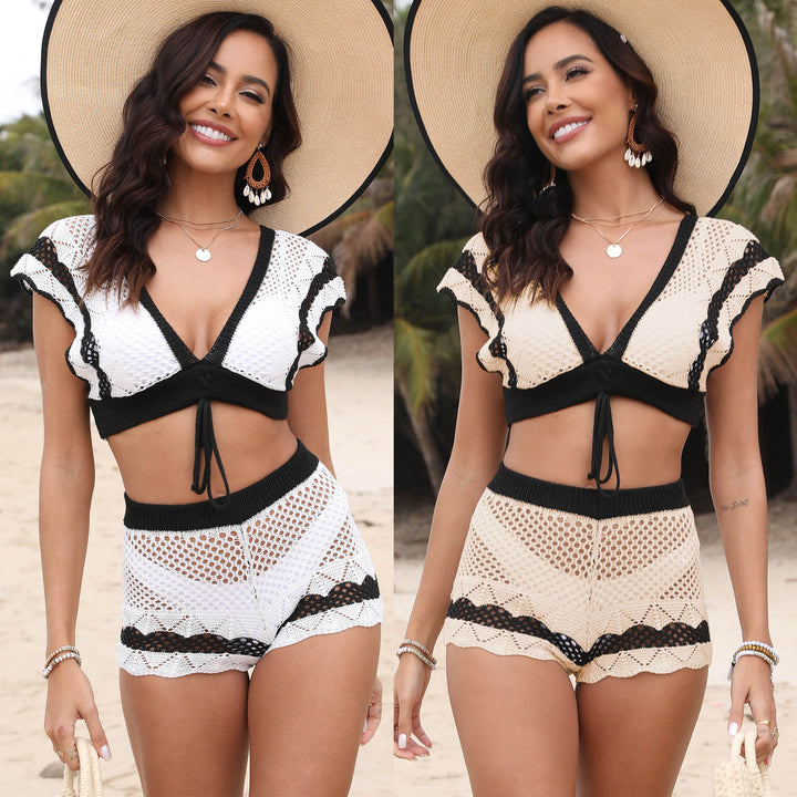 Lune London Crochet Crop Top and Shorts Set for Women