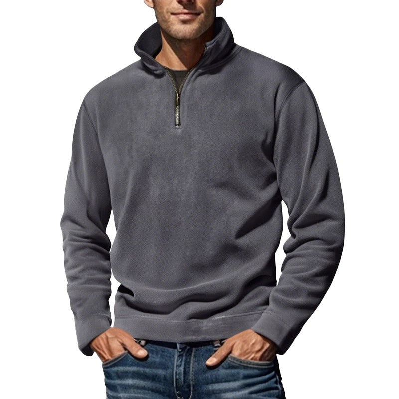 Men's thermal fleece jacket with high collar and decorative zipper Lune London