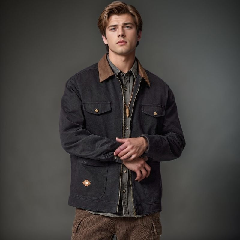 Work jacket for men with a sturdy look featuring functional pockets and reinforced collar Lune London