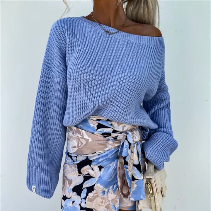 Pull en tricot décontracté pour femmes avec col asymétrique et manches amples Chic & Stil