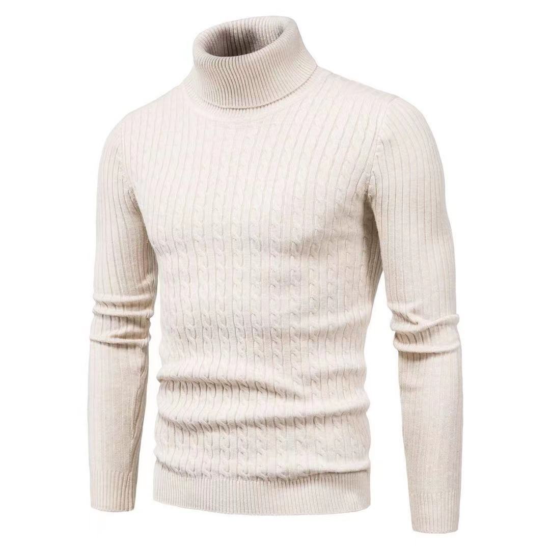 Men's turtleneck sweater with textured cable-knit pattern Lune London
