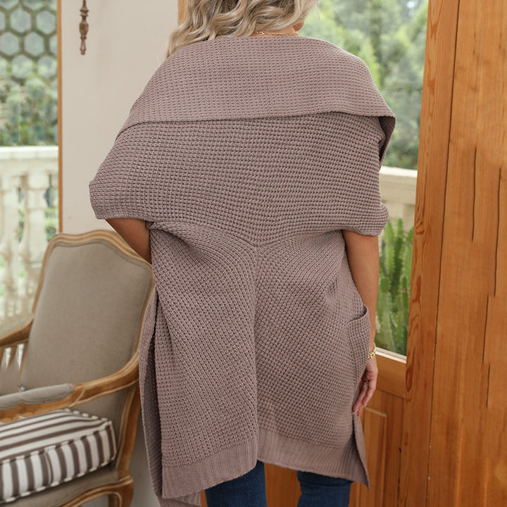 Ladies Chunky Knit Cardigan with Open Sleeves and Practical Pockets Lune London