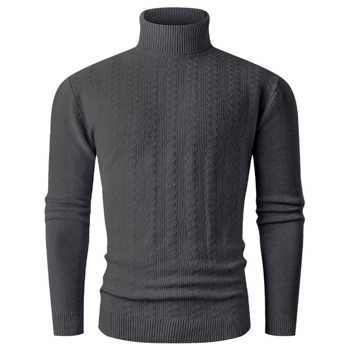 Pullover à col roulé pour hommes avec motif texturé et col montant Lune London