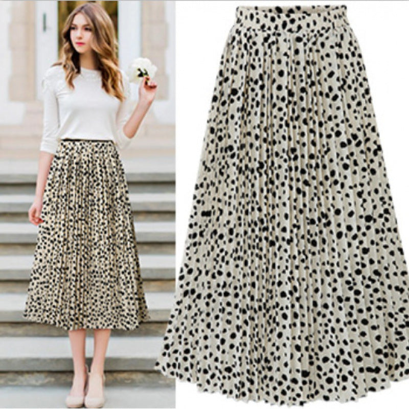 Jupe midi pour femme avec des plis amusants et un motif à pois doubles Chic & Stil