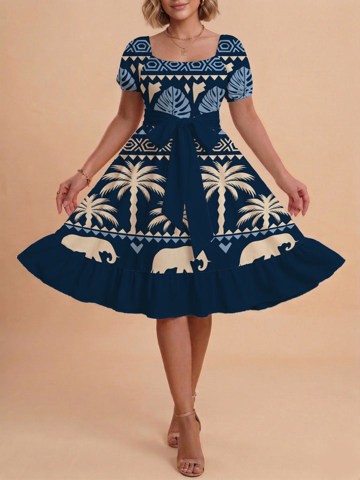 Women's dress with tailored fit and playful floral pattern Lune London