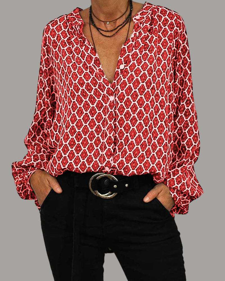 Women's Blouse with Unusual Print and Comfortable Long Sleeves Lune London